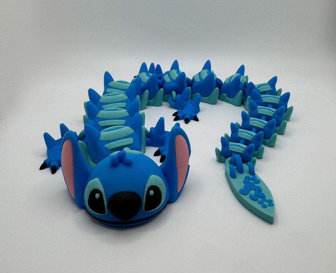 Blue Alien Dragon 3D Printed Articulating